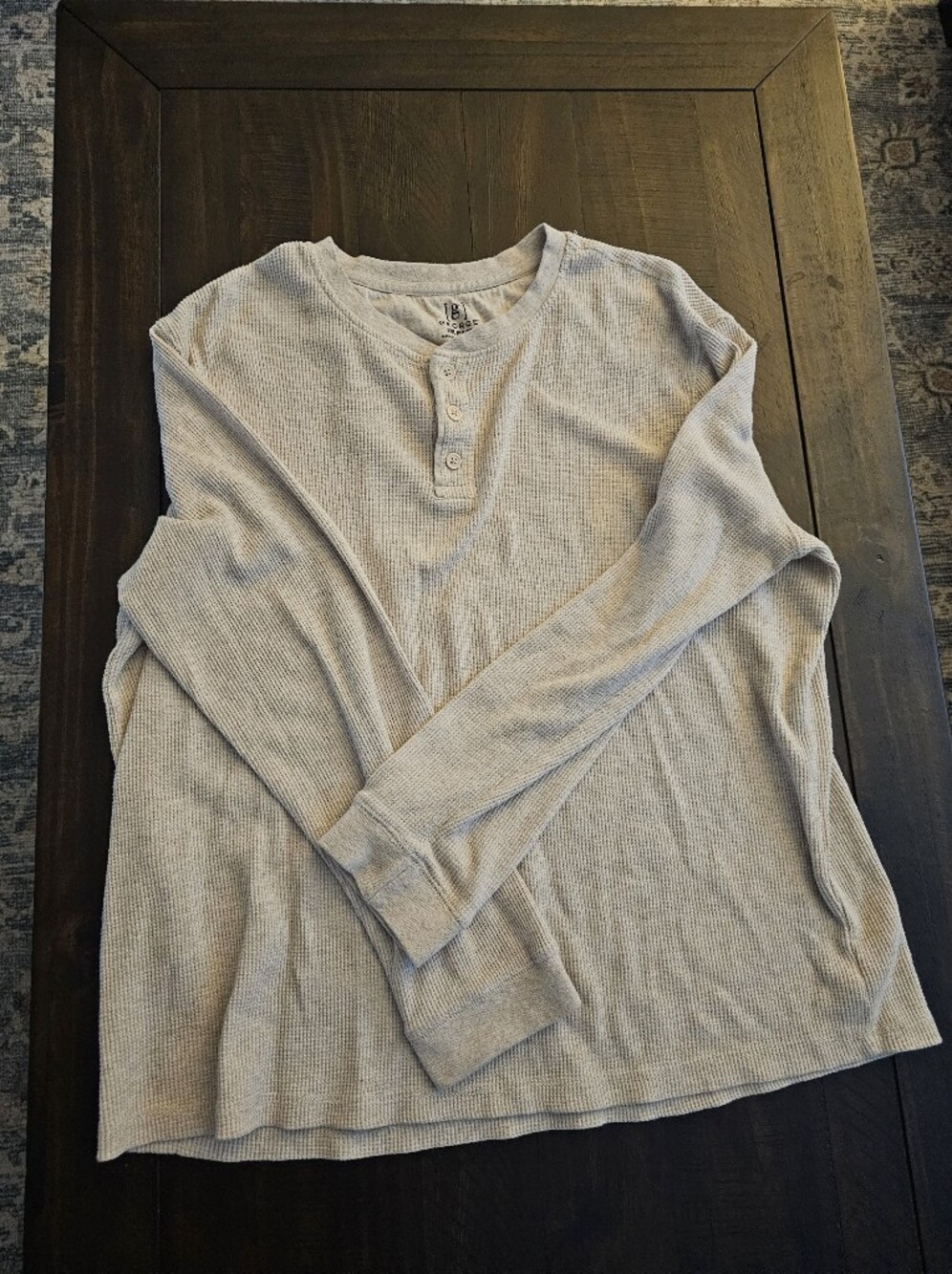 George Men's Light Beige Crewneck Henley Sweater